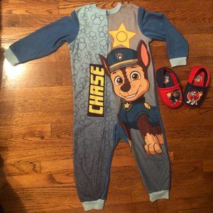 Paw Patrol Chase German Shepard Police Dog Onesie Pajamas and Slippers size 5T